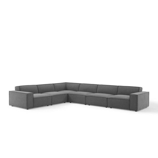 Modway Restore Upholstered Sectional Sofa, 6-Piece L-Shaped, Charcoal