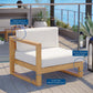 Upland Outdoor Patio Teak Wood Left-Arm Chair - No Shipping Charges MDY-EEI-4124-NAT-WHI