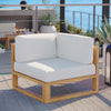 Modway EEI-4126-NAT-WHI Upland Patio Teak Wood Corner Chair, Natural White