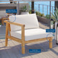 Bayport Outdoor Patio Teak Wood Left-Arm Chair - No Shipping Charges MDY-EEI-4128-NAT-WHI