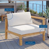 Bayport Outdoor Patio Teak Wood Right-Arm Chair - No Shipping Charges MDY-EEI-4129-NAT-WHI