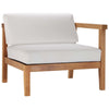 Bayport Outdoor Patio Teak Wood Right-Arm Chair - No Shipping Charges MDY-EEI-4129-NAT-WHI