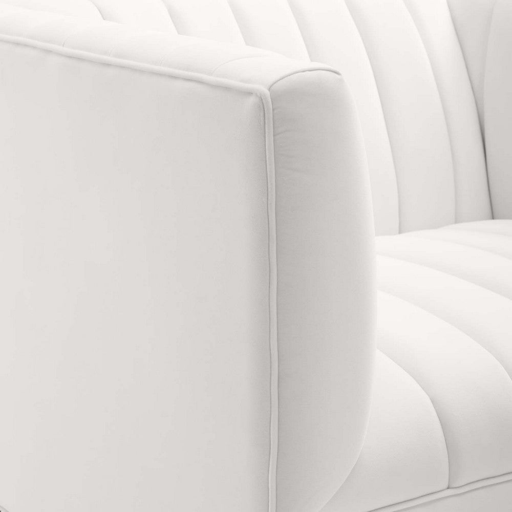 Shift Channel Tufted Performance Velvet Armchair - No Shipping Charges MDY-EEI-4130-WHI