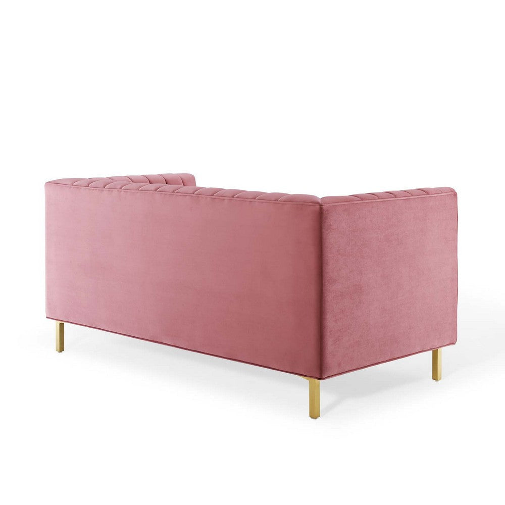 Modway Shift Channel Tufted Performance Velvet Loveseat Dusty Rose MDY-EEI-4131-DUS