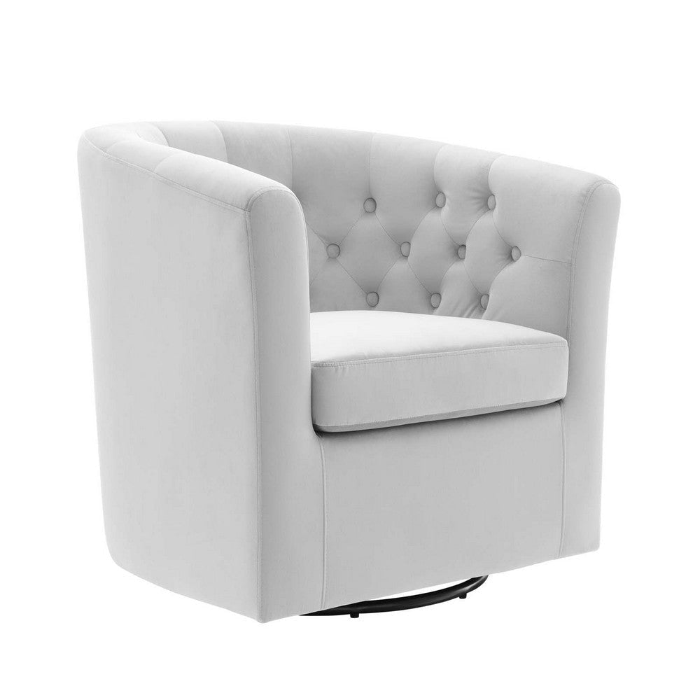 Modway Prospect Tufted Performance Velvet Swivel Armchair, Light Gray