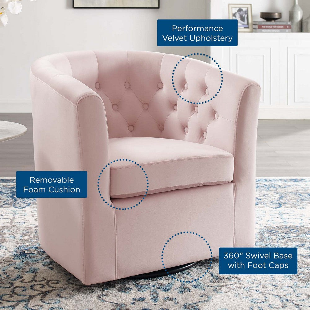 Modway Prospect Tufted Performance Velvet Swivel Armchair Pink MDY-EEI-4138-PNK