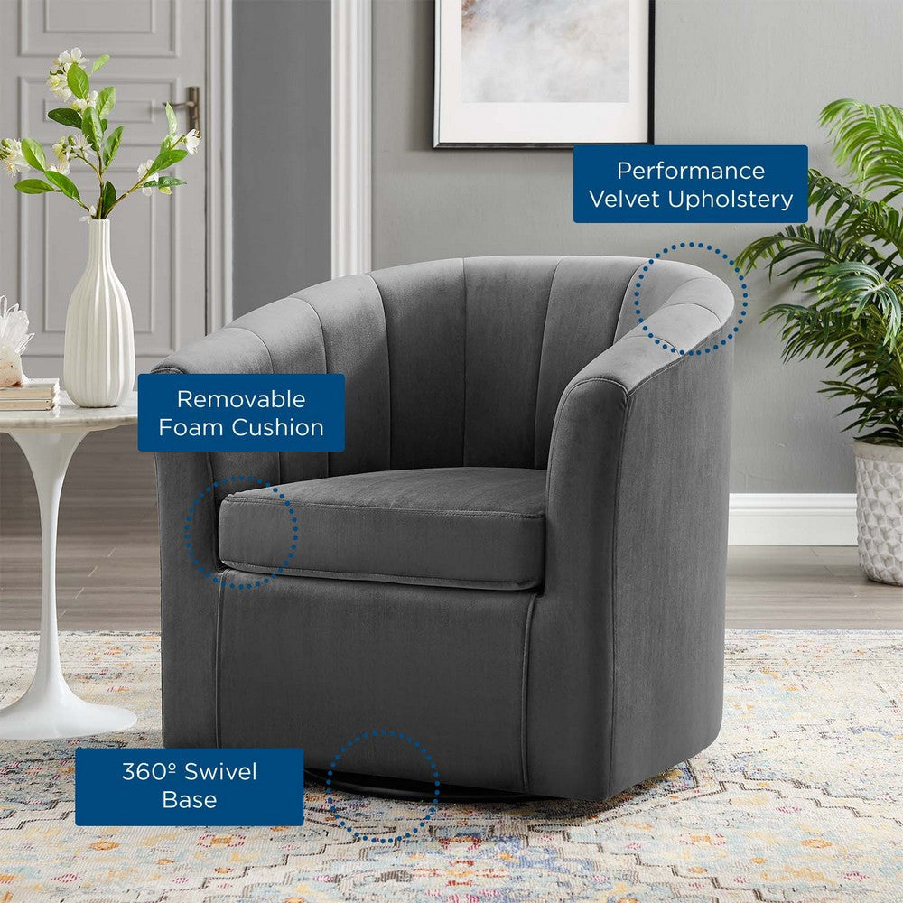 Prospect Performance Velvet Swivel Armchair - No Shipping Charges MDY-EEI-4139-CHA