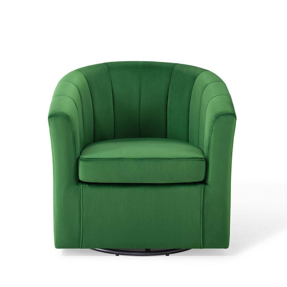 Modway Prospect Channel Tufted Performance Velvet Swivel Armchair in Emerald MDY-EEI-4139-EME