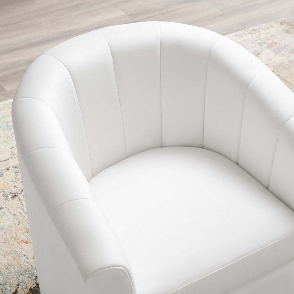 Modway Prospect Channel Tufted Performance Velvet Swivel Armchair in White MDY-EEI-4139-WHI