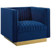 Modway Sanguine Vertical Channel Tufted Upholstered Performance Velvet Armchair Set of 2 Navy MDY-EEI-4145-NAV