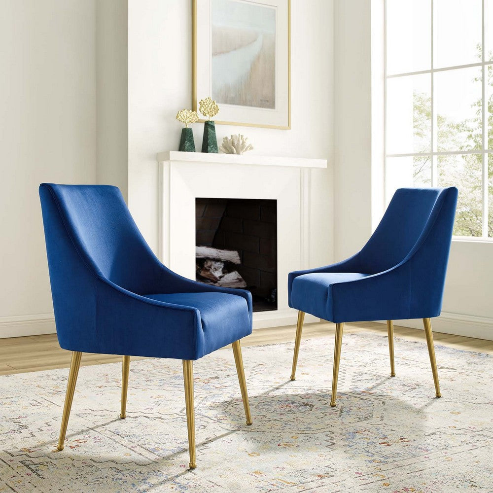 Modway Discern Upholstered Performance Velvet Dining Chair Set of 2 Navy MDY-EEI-4148-NAV