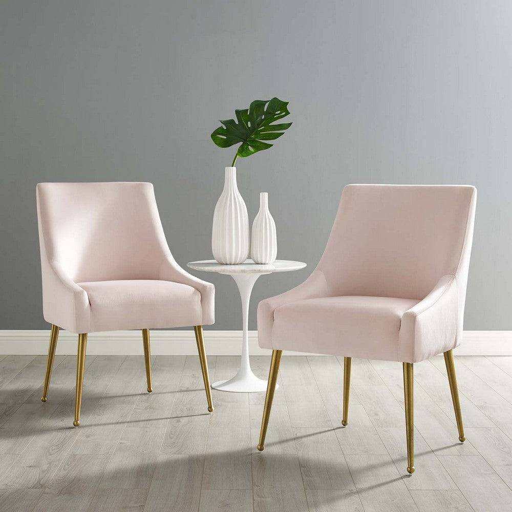 Modway Discern Upholstered Performance Velvet Dining Chair Set of 2 Pink MDY-EEI-4148-PNK