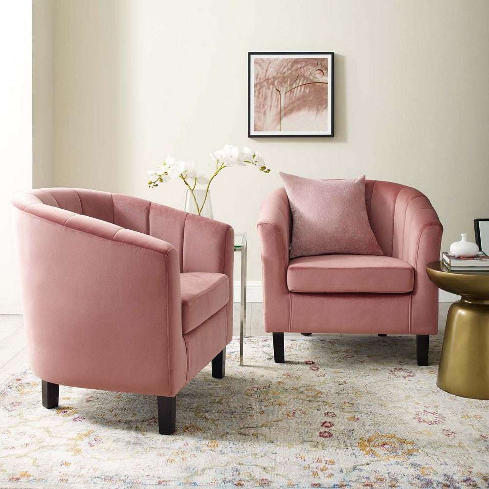 Modway Prospect Channel Tufted Performance Velvet Armchair Set of 2 Dusty Rose MDY-EEI-4150-DUS