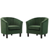 Modway Prospect Channel Tufted Performance Velvet Armchair Set of 2, Emerald