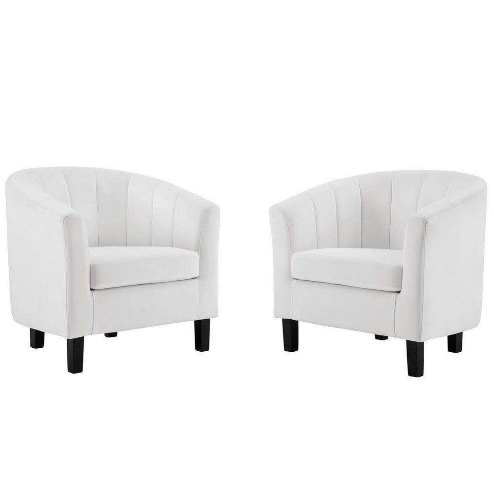 Modway Prospect Channel Tufted Performance Velvet Armchair Set of 2, White