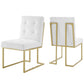 Modway Privy Stainless Steel Performance Velvet Dining Chair Set of 2, Gold Charcoal