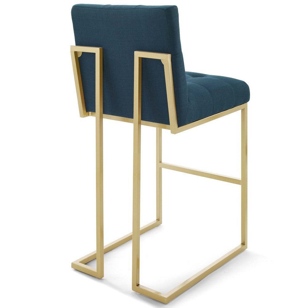 Modway Privy Stainless Steel Performance Velvet Bar Stool Set of 2 Gold Azure MDY-EEI-4157-GLD-AZU