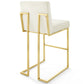 Modway Privy Gold Stainless Steel Performance Velvet Bar Stool Set of 2 in Gold Ivory MDY-EEI-4158-GLD-IVO