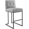 Modway Privy Stainless Steel Upholstered Fabric Bar Stool Set of 2 Black Light Gray MDY-EEI-4159-BLK-LGR