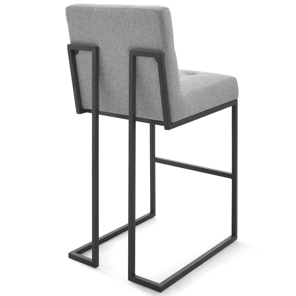 Modway Privy Stainless Steel Upholstered Fabric Bar Stool Set of 2 Black Light Gray MDY-EEI-4159-BLK-LGR