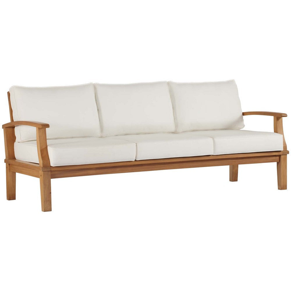 Modway EEI-4176-NAT-WHI Marina Patio Teak Sofa, Natural White