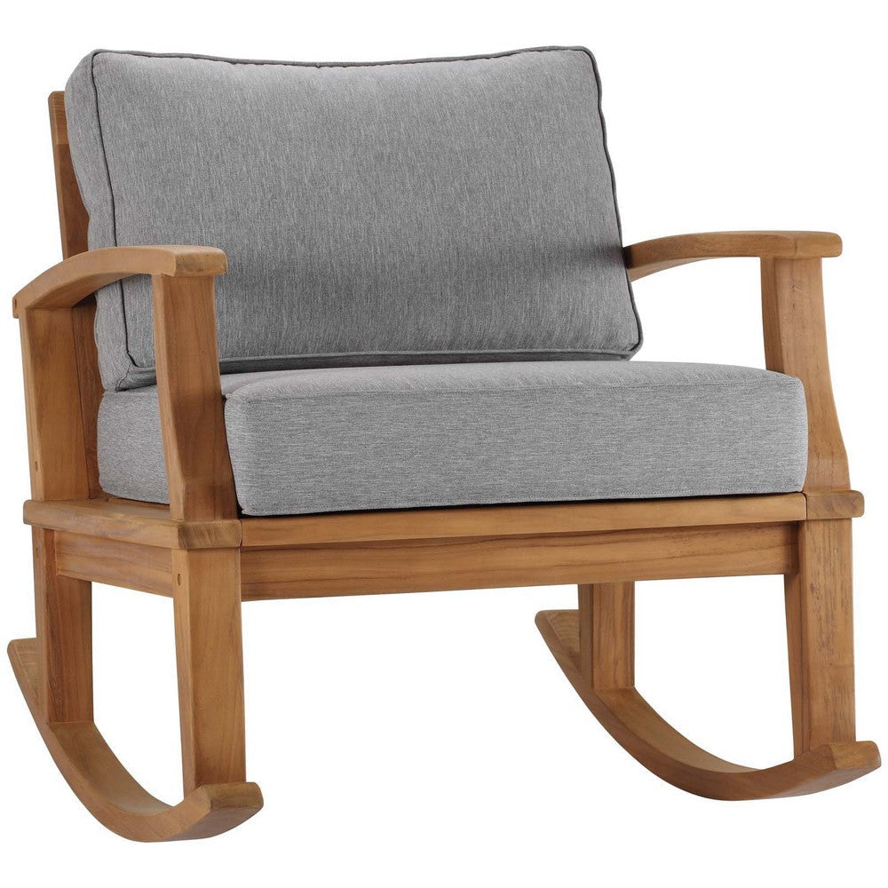 Modway EEI-4177-NAT-GRY Marina Patio Teak Rocking Chair, Natural Gray