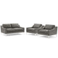 Modway Harness 3 Piece Stainless Steel Base Leather Set in Gray, Loveseat & 2 Armchairs