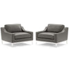 Modway Harness Stainless Steel Base Leather Set of 2 in Gray, 2 Armchairs