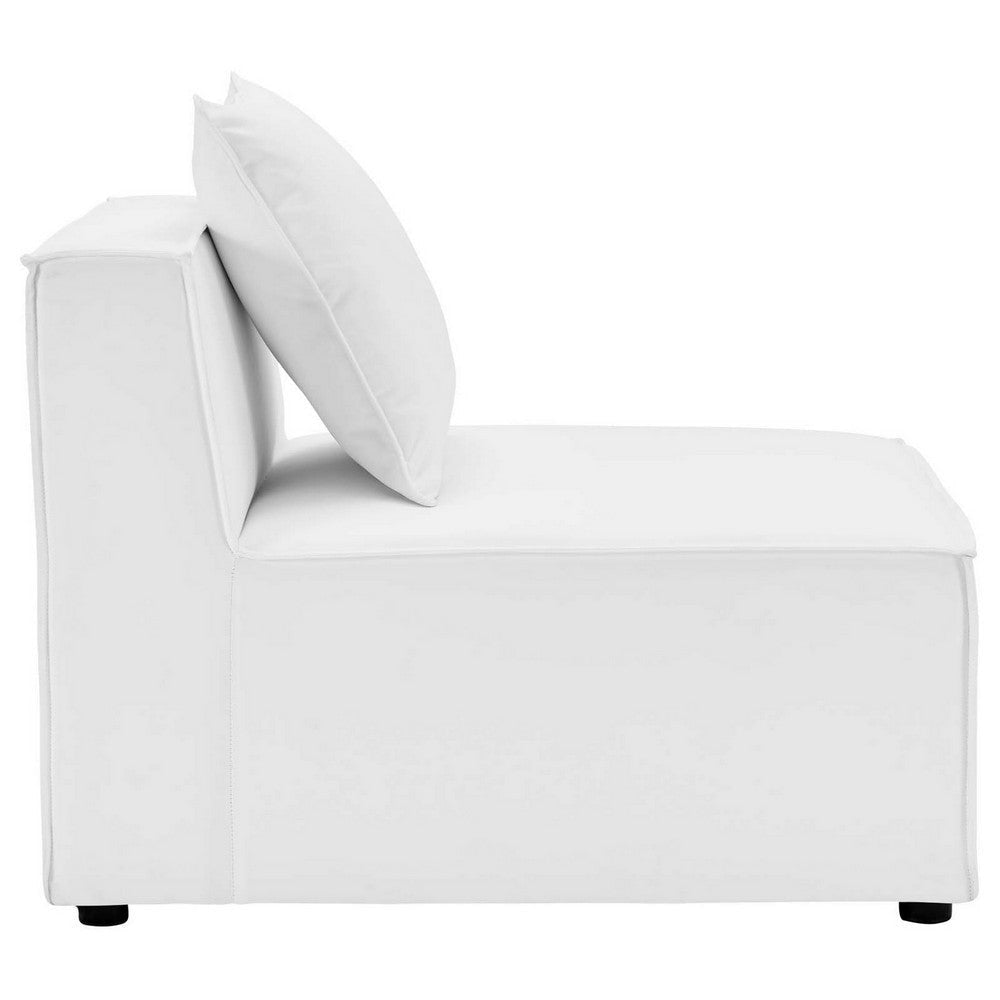 Modway EEI-4209-WHI Saybrook Patio Armless Chair in White 29.5 x 34.5 x 25.5 MDY-EEI-4209-WHI