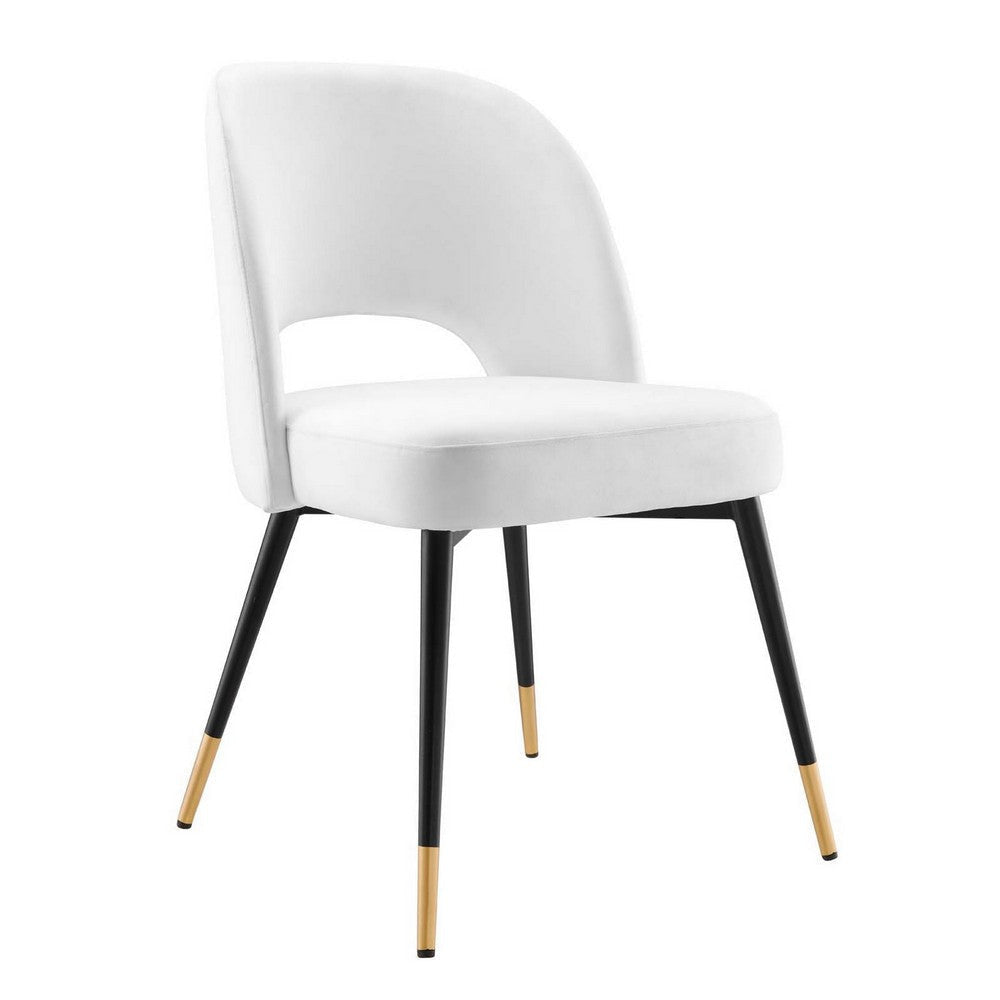 Modway Rouse Performance Velvet Dining Side Chair in White 23 x 20 x 32