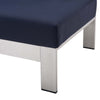 Modway EEI-4223-SLV-NAV Shore Sunbrella Patio Left-Arm in Silver Navy 53 x 27.5 x 25 MDY-EEI-4223-SLV-NAV