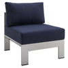 Modway EEI-4227-SLV-NAV Shore SunbrellaPatio Chair in Silver Navy 27.5 x 25 x 23.5