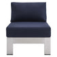 Modway EEI-4227-SLV-NAV Shore SunbrellaPatio Chair in Silver Navy 27.5 x 25 x 23.5 MDY-EEI-4227-SLV-NAV