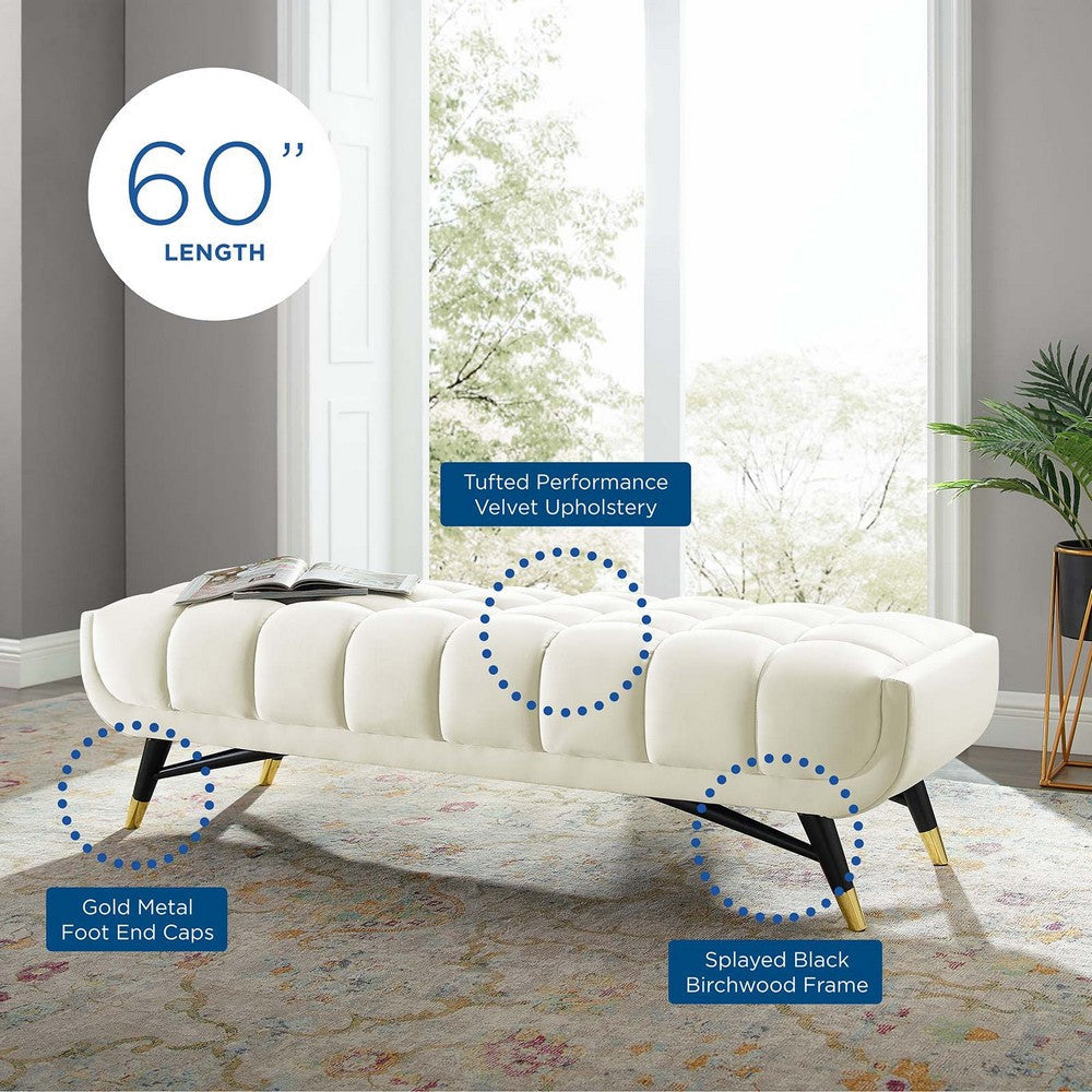 Modway EEI-4241 Adept 60’’ Performance Velvet Bench in Ivory 60 Inches MDY-EEI-4241-IVO