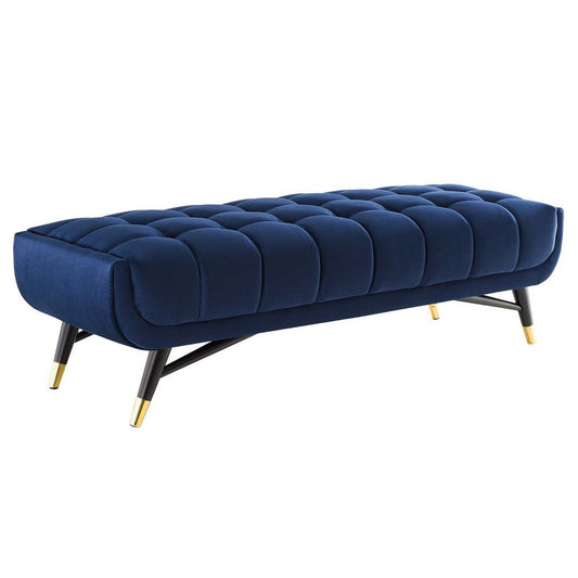 Modway EEI-4241 Adept 60" Performance Velvet Bench in Midnight Blue, 60 Inches