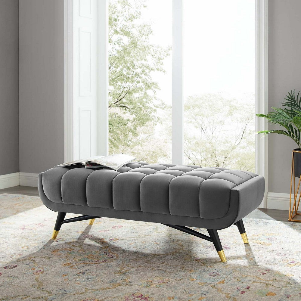 Modway Adept 47.5" Performance Velvet Bench in Gray, 47.5 Inches