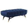 Modway Adept 47.5" Performance Velvet Bench in Midnight Blue, 47.5 Inches