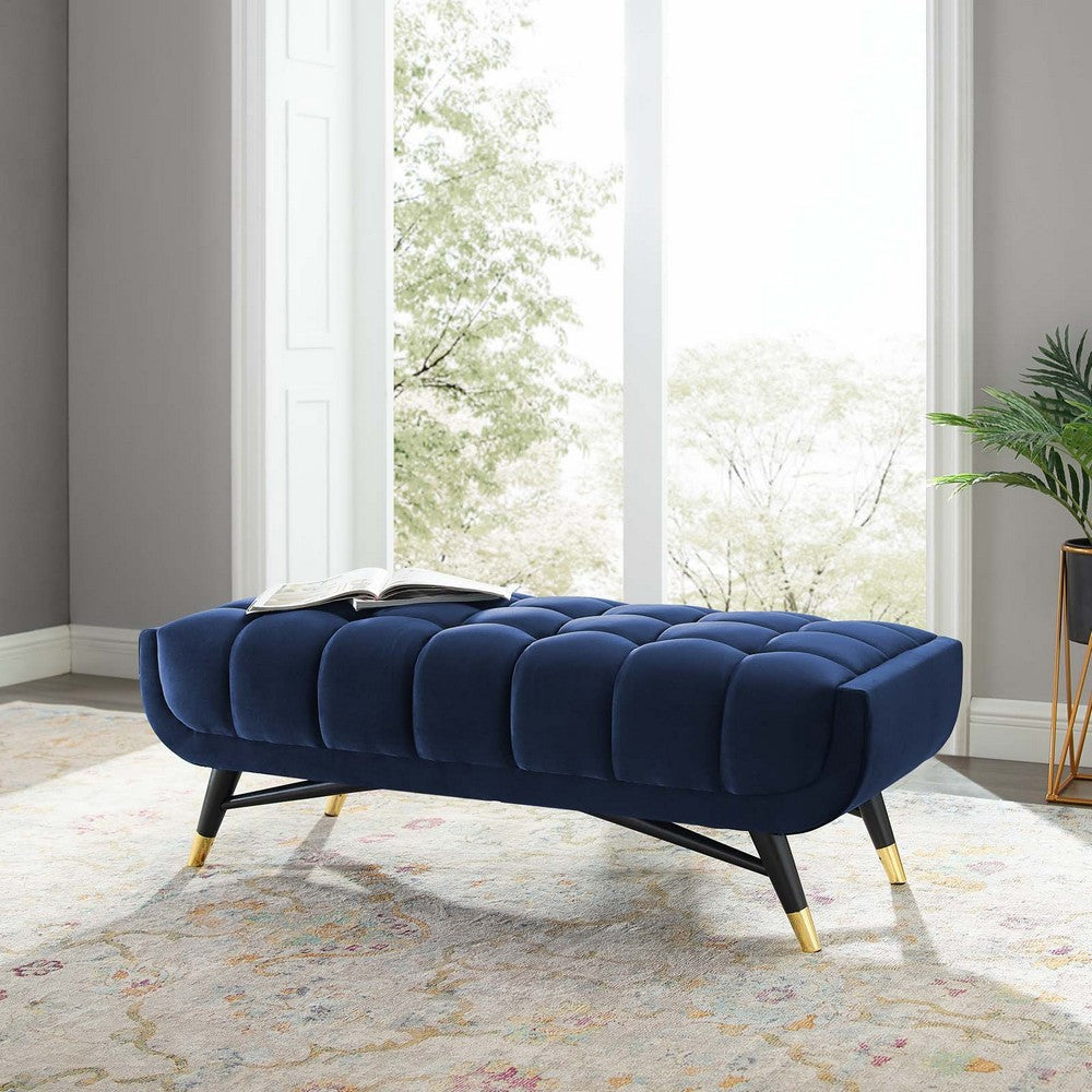 Modway Adept 47.5’’ Performance Velvet Bench in Midnight Blue 47.5 Inches MDY-EEI-4242-MID