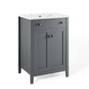 Modway Nantucket Bathroom Vanity Cabinet, 24" with White Sink, Grey