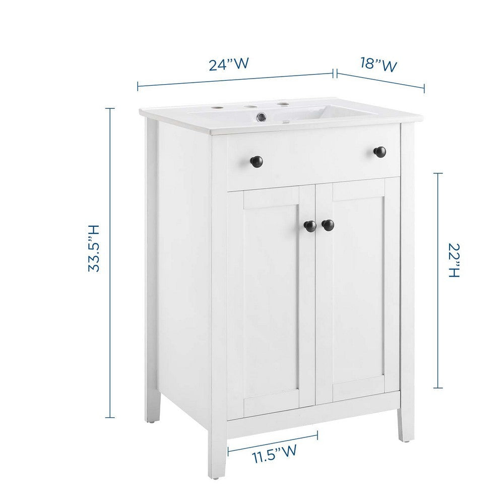 Modway Nantucket Bathroom Vanity Cabinet 24’’ with White Sink MDY-EEI-4250-WHI-WHI