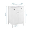 Modway Nantucket Bathroom Vanity Cabinet 24’’ with White Sink MDY-EEI-4250-WHI-WHI