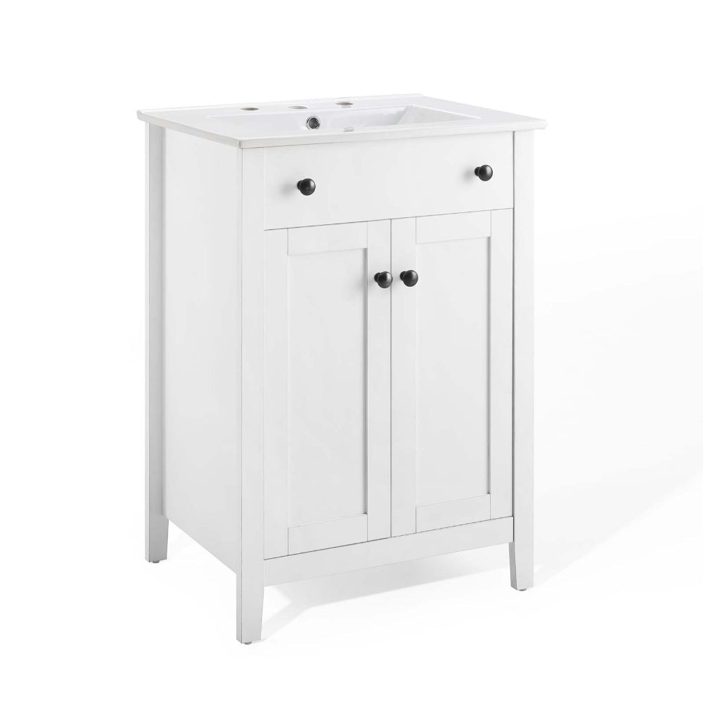 Modway Nantucket Bathroom Vanity Cabinet, 24" with White Sink