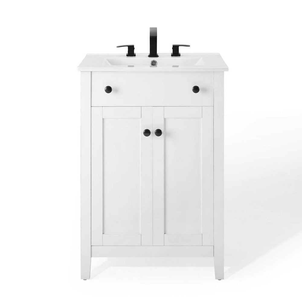 Modway Nantucket Bathroom Vanity Cabinet 24’’ with White Sink MDY-EEI-4250-WHI-WHI