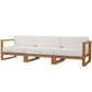 Modway EEI-4254-NAT-WHI-SET Upland Patio Teak Wood Sectional 3-Piece Set (Sofa) Natural White MDY-EEI-4254-NAT-WHI-SET