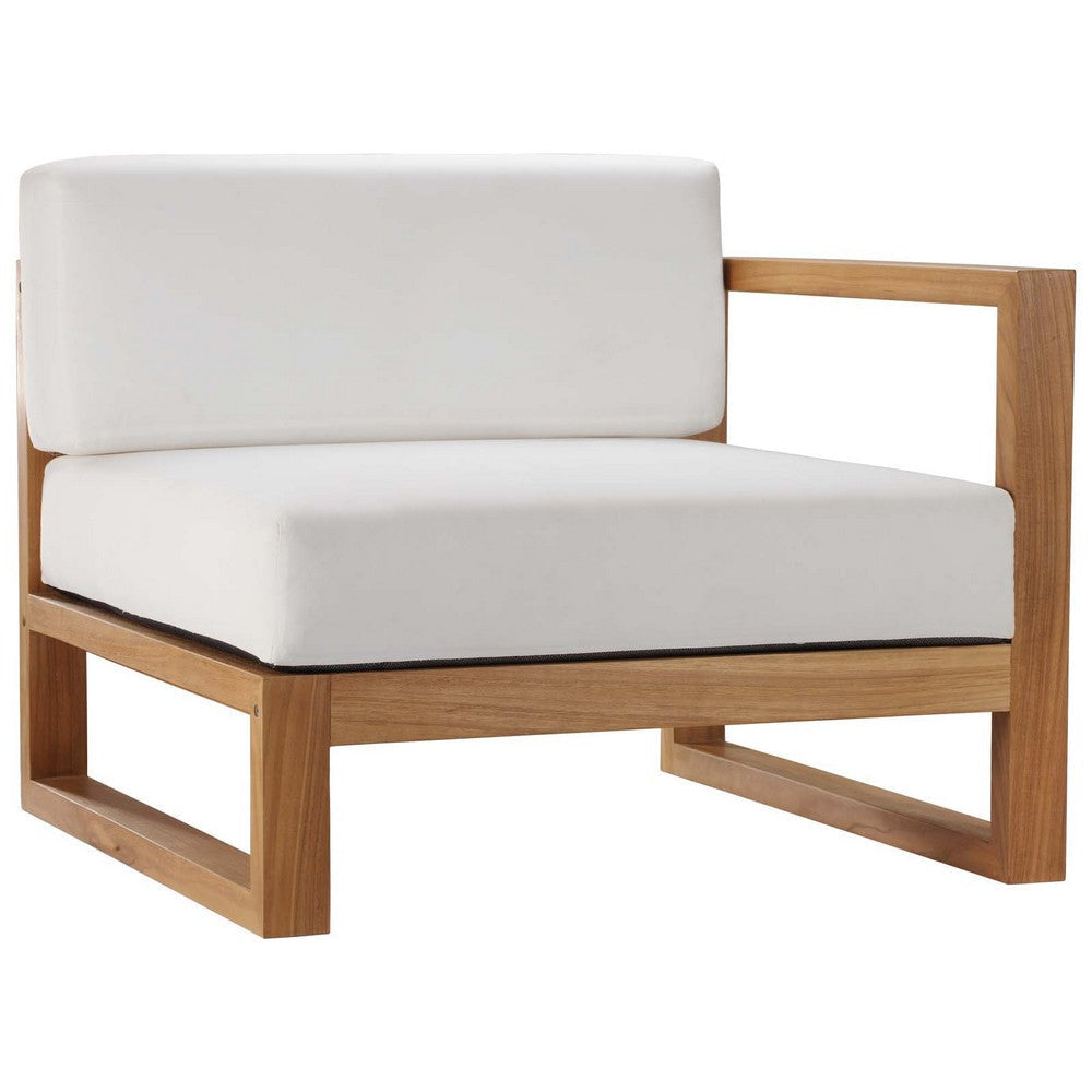 Modway EEI-4254-NAT-WHI-SET Upland Patio Teak Wood Sectional 3-Piece Set (Sofa) Natural White MDY-EEI-4254-NAT-WHI-SET