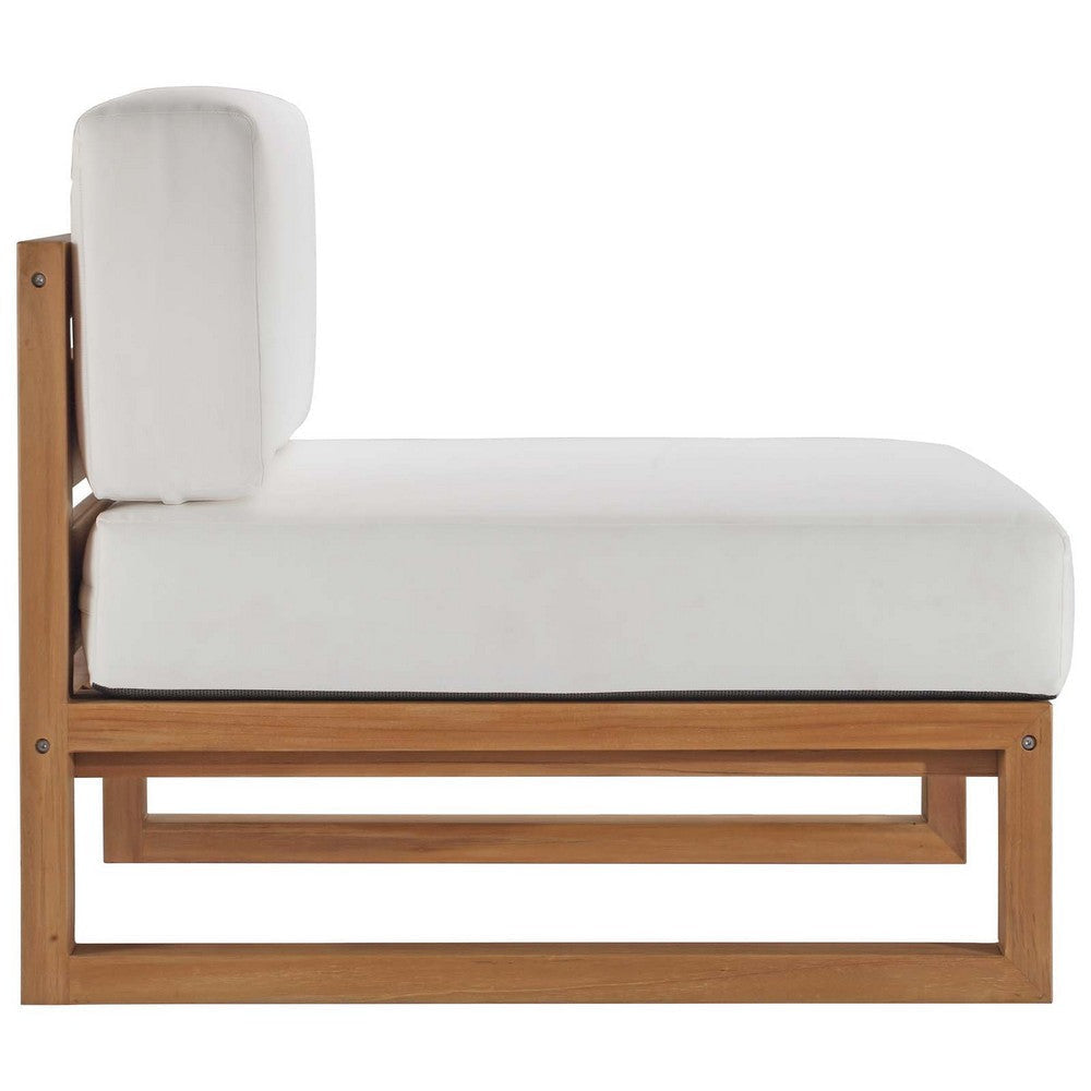 Modway EEI-4254-NAT-WHI-SET Upland Patio Teak Wood Sectional 3-Piece Set (Sofa) Natural White MDY-EEI-4254-NAT-WHI-SET