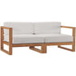 Modway EEI-4256-NAT-WHI-SET Upland Patio Teak Wood Sectional Sofa, 2-Piece Set (Loveseat), Natural White