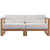 Modway EEI-4256-NAT-WHI-SET Upland Patio Teak Wood Sectional Sofa 2-Piece Set (Loveseat) Natural White MDY-EEI-4256-NAT-WHI-SET