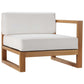 Modway EEI-4256-NAT-WHI-SET Upland Patio Teak Wood Sectional Sofa 2-Piece Set (Loveseat) Natural White MDY-EEI-4256-NAT-WHI-SET