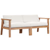 Modway EEI-4259-NAT-WHI-SET Bayport Patio Teak Wood 2-Seater Loveseat, 2 Piece Set, Natural White